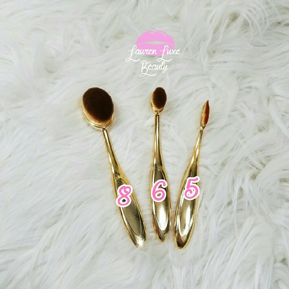 (3) Gold Pro Oval Makeup Brushes