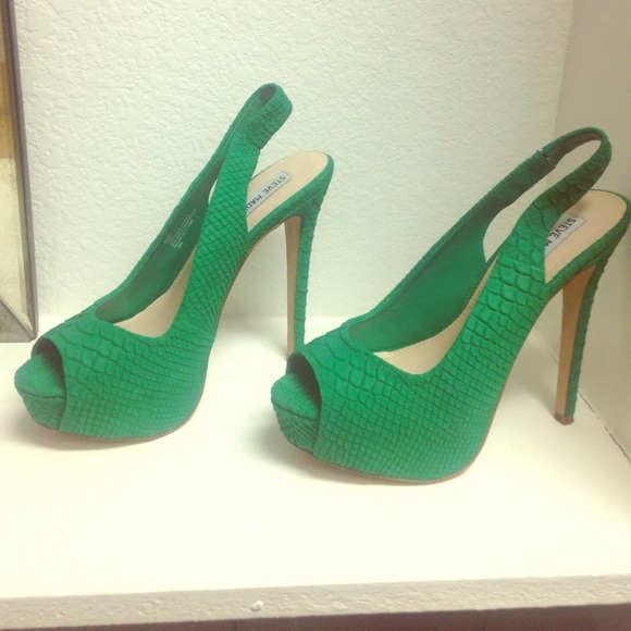 Sued snake sling back platforms