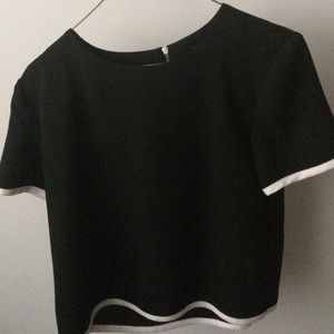 White Edge Contrast Crop Top