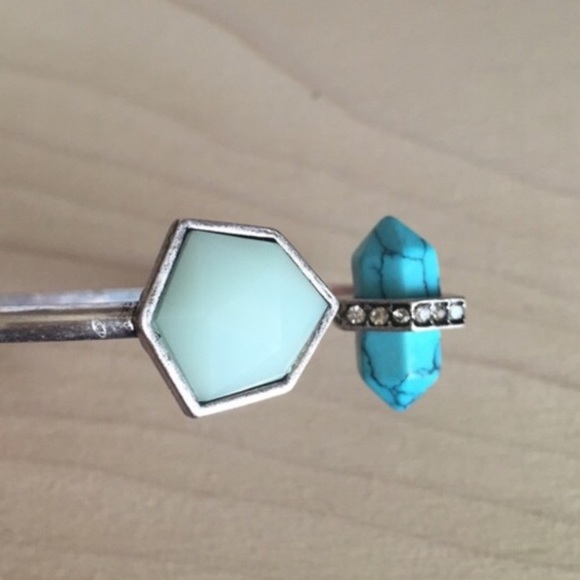 Antique Silver and Turquoise Bangle - Picture 2 of 2