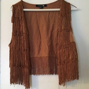 Brown Fringe Forever 21 Vest