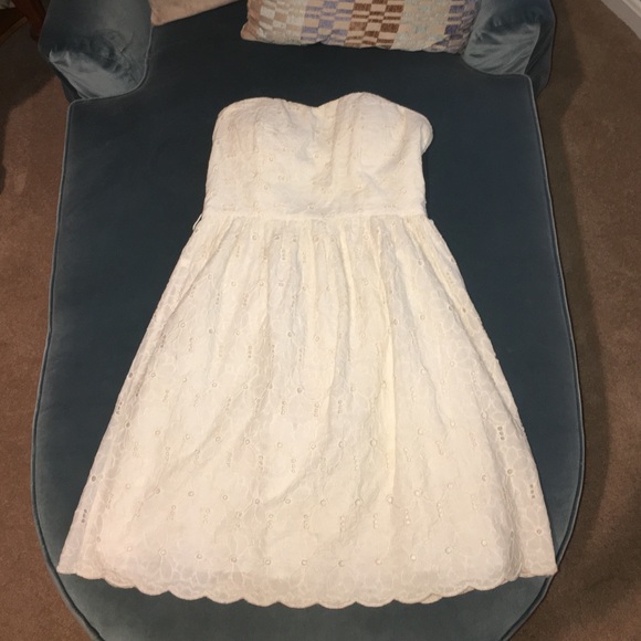 Cream colored strapless dress