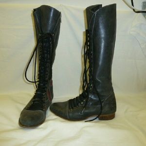Knee high lace up riding boots