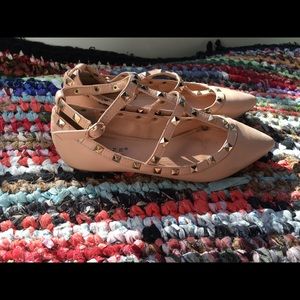 Glaze Studded Nude Flats