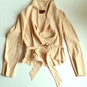 BCBG Maxazria Nude Tie Waist Jacket