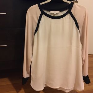 Cream and pink LOFT blouse plus hive and honey