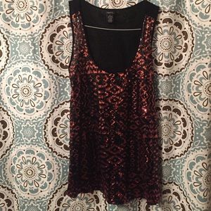 Rue 21 sequin studded red and black top