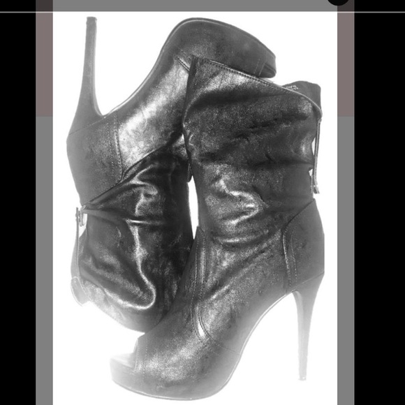 Open toe stiletto platform booties