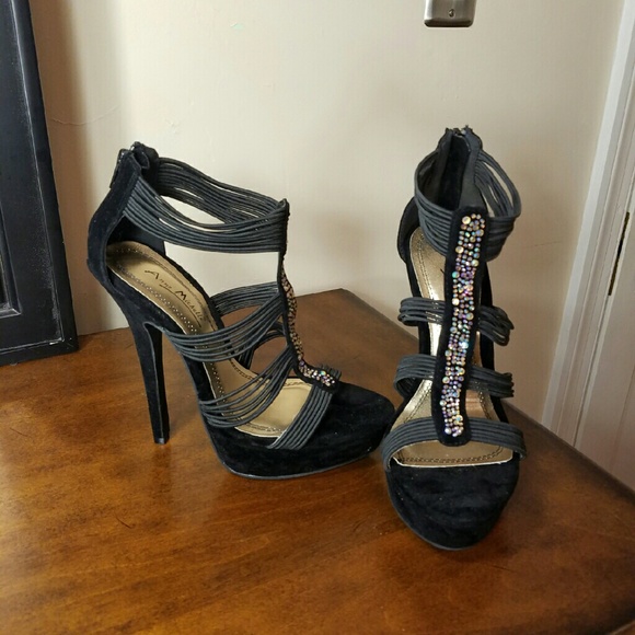 Never been worn strap platform black shoes