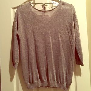 3/4 sleeve lightweight shimmer sweater
