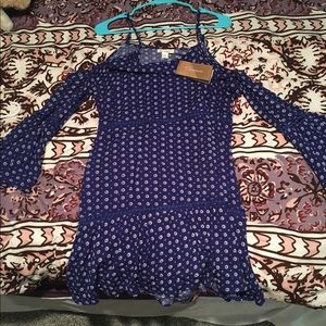Francesca's Open Shoulder Long Sleeve Navy Dress