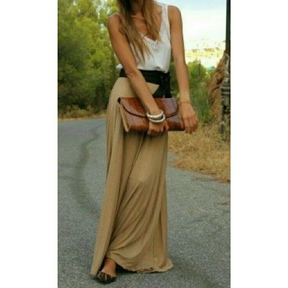 Jill Marie Boutique Dresses & Skirts - Mocha tan fold over waist maxi skirt NWT