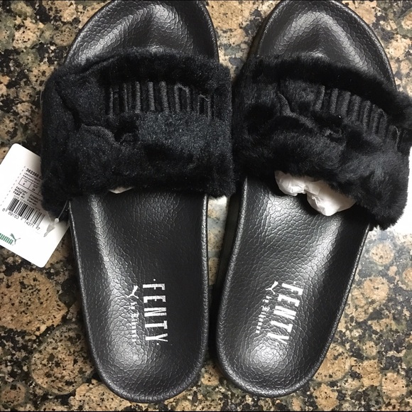 Puma Fur Slides Black