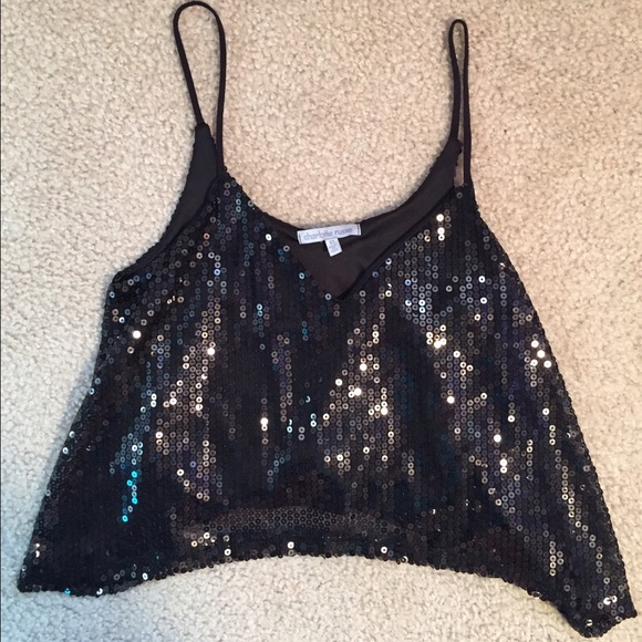 Black Sequin Crop Top