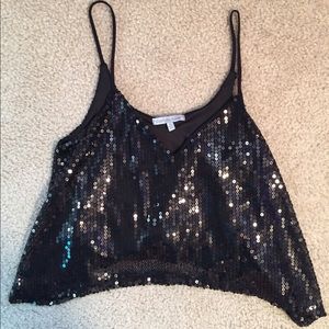Black Sequin Crop Top