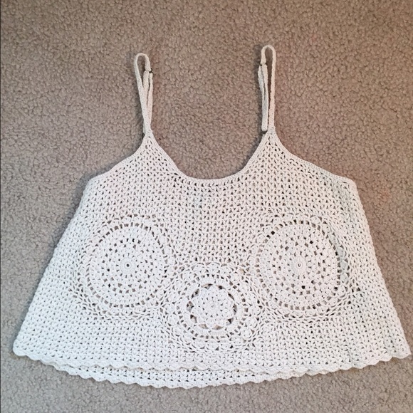 Cream Crochet Knit Top