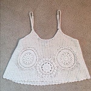 Cream Crochet Knit Top