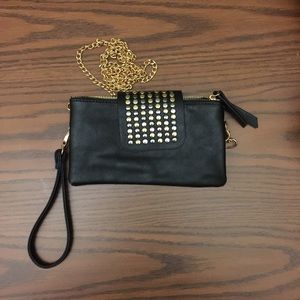 black leather purse