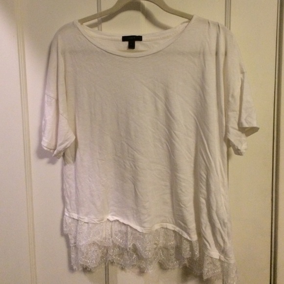 J. crew white shirt with lace bottom - Picture 1 of 3