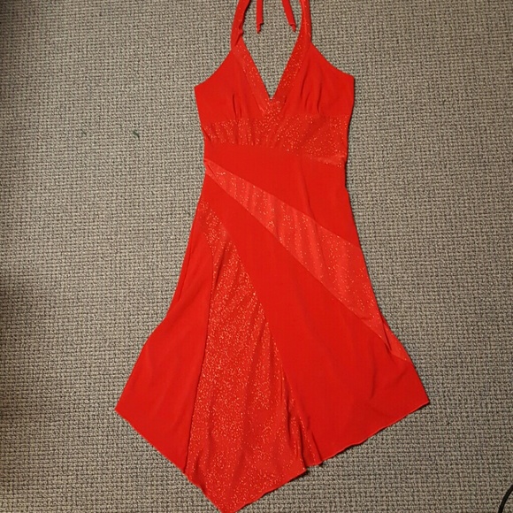 Red halter dress