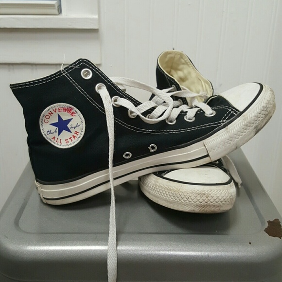 Converse Shoes - Black Converse Chuck Taylor All Star high tops 7/9