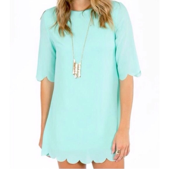 Mint scallop mint dress