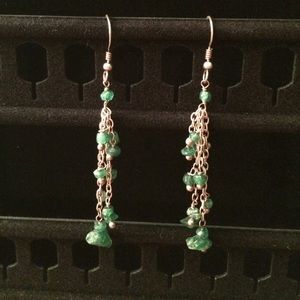 Sterling Silver Green Stone Earrings