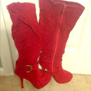 High heel, knee high boots