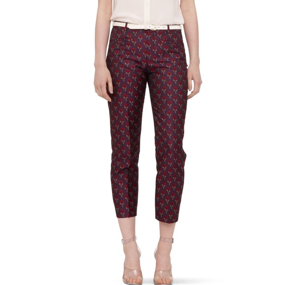 Club Monaco Ali Floral Jacquard Cropped Pants Sz 2