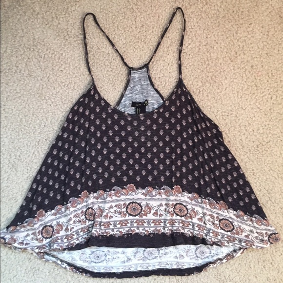Brown Patterned Flowy Crop Top