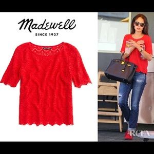 Red Scallop Lace Tee