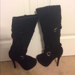 Black high heel boots