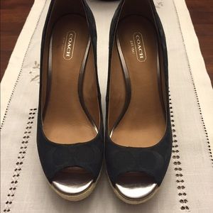 Coach black wedges size 7