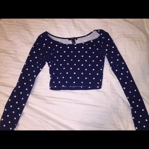 Blue Polka Dot Cropped Top