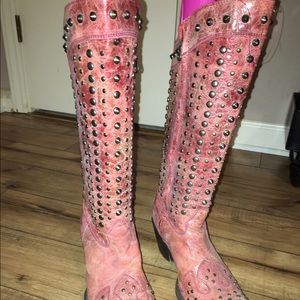 Red studded cowboy boots