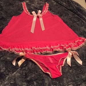 Pink lingerie set with matching panties