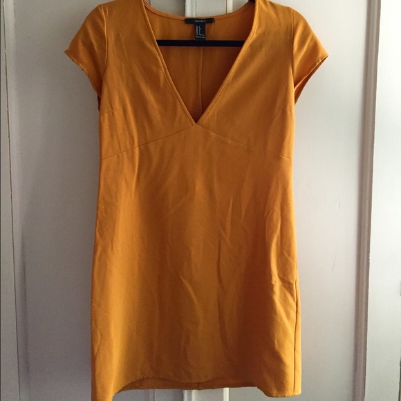 Forever 21 Mustard Vneck Dress