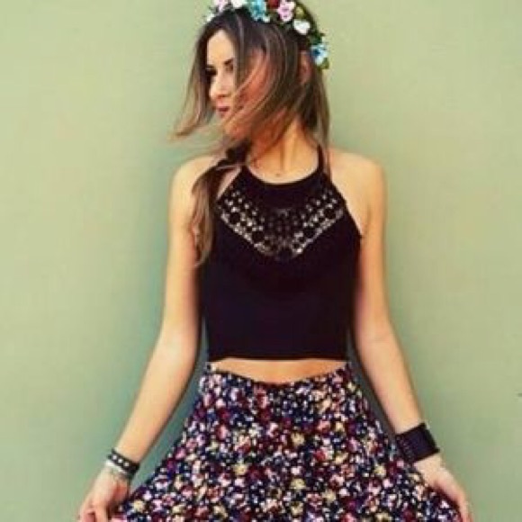 SOLD Black Crochet LF Crop Top!