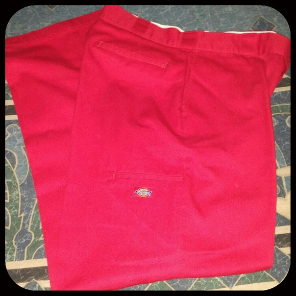 mens red dickies pants