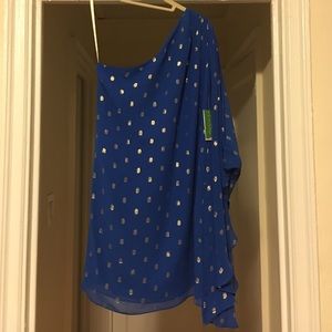 NWT Blue & gold Lilly Pulitzer one-shoulder dress
