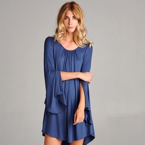 Tie Back Mini Dress with Slit Sleeves - Picture 3 of 3