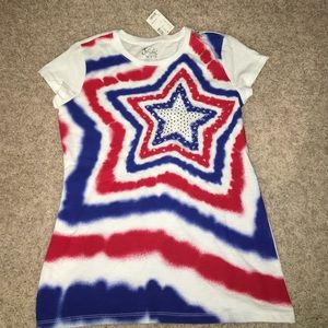 Red white & blue short sleeve shirt