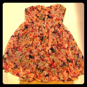 Strapless Floral Print Top