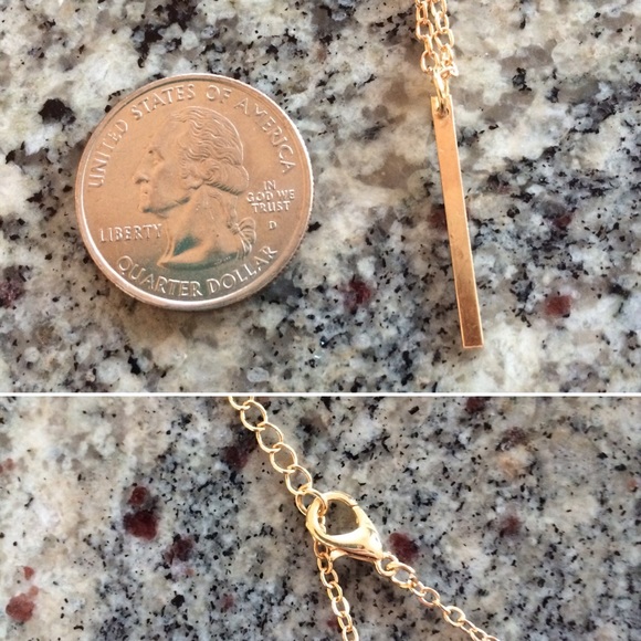 π HP π Single Vertical Gold Bar Necklace - Picture 3 of 4