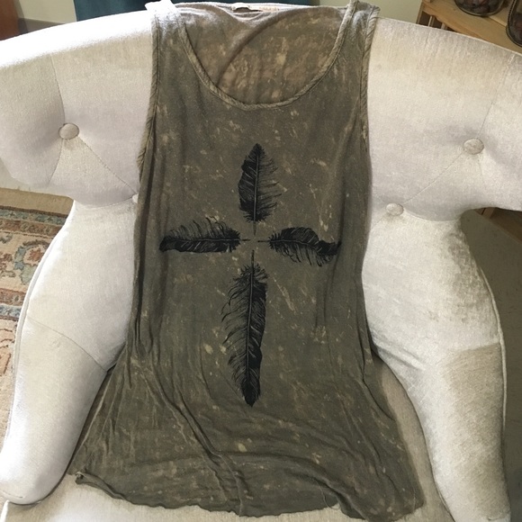 Burnout tunic feather boho