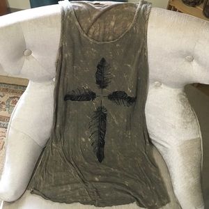 Burnout tunic feather boho