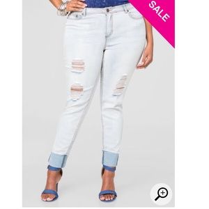 Ashley Stewart Cropped Cuffed Skinny Jeans