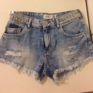 Zara TRF spiked denim shorts