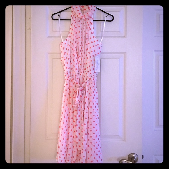 Eva Mendes pink polka dot dress