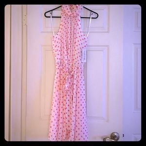 Eva Mendes pink polka dot dress